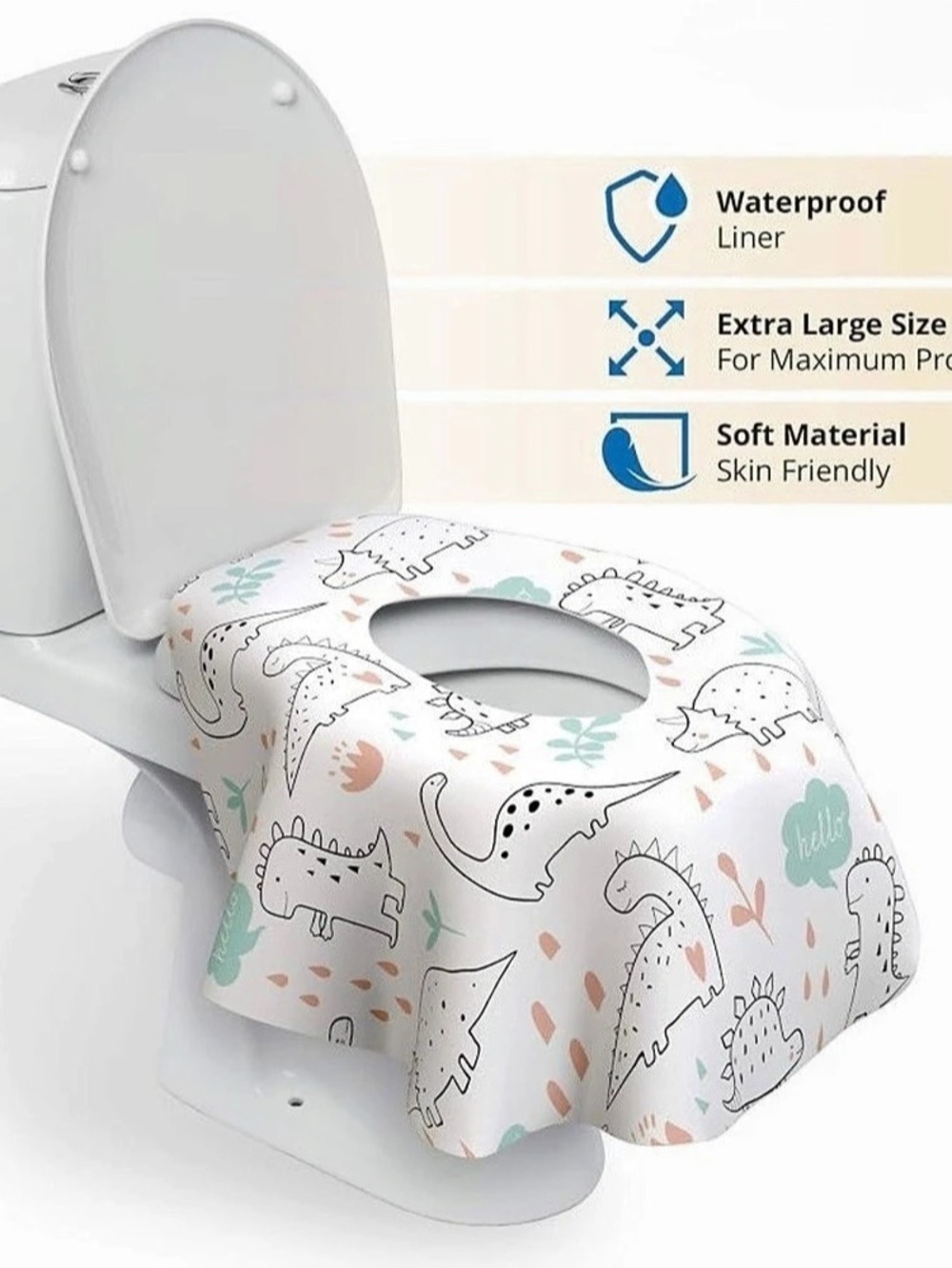 Disposable Toilet Seat Cover – 18 Pack Covers for Toddlers Kids Dinosaur